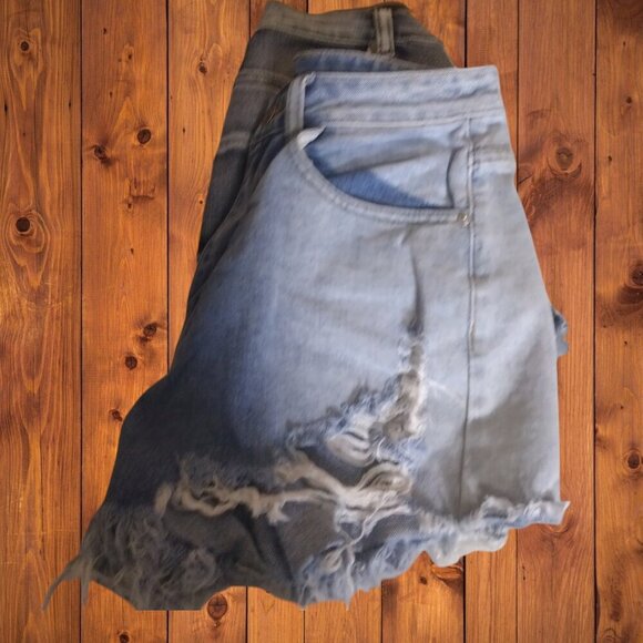 SHEIN Women's Size Medium Cutoff Distressed Raw Hem Denim Shorts Lot Of 2 (L93) - Picture 1 of 5